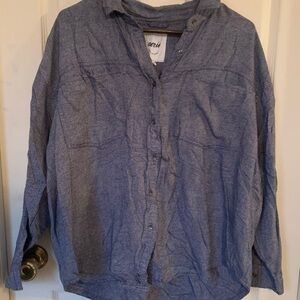 Oversized Aerie Striped Blue and White Shirt